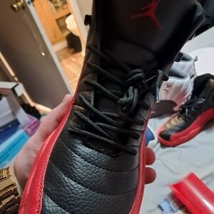 Jordan Men's Black and Red High-Top Sneakers